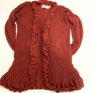 Rosie Neira for ANTHROPOLOGIE • Circle Knit Rust Cardigan • Medium